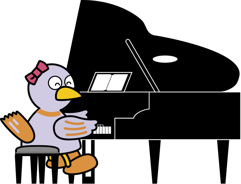 ピアノを弾くコバトンの画像